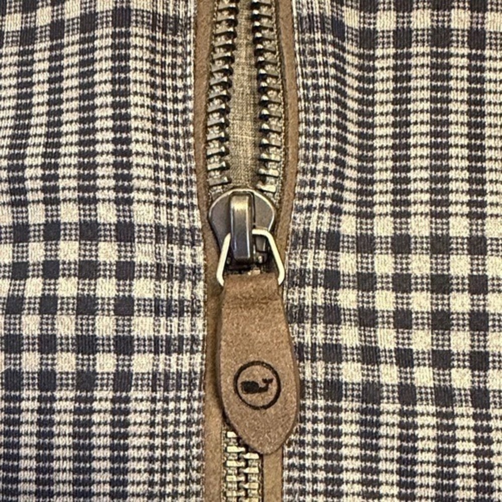 Vineyard Vines Jim Nantz Mens Grey Plaid 1/4 Zip Golf Pullover Sweater Large - Picture 5 of 6